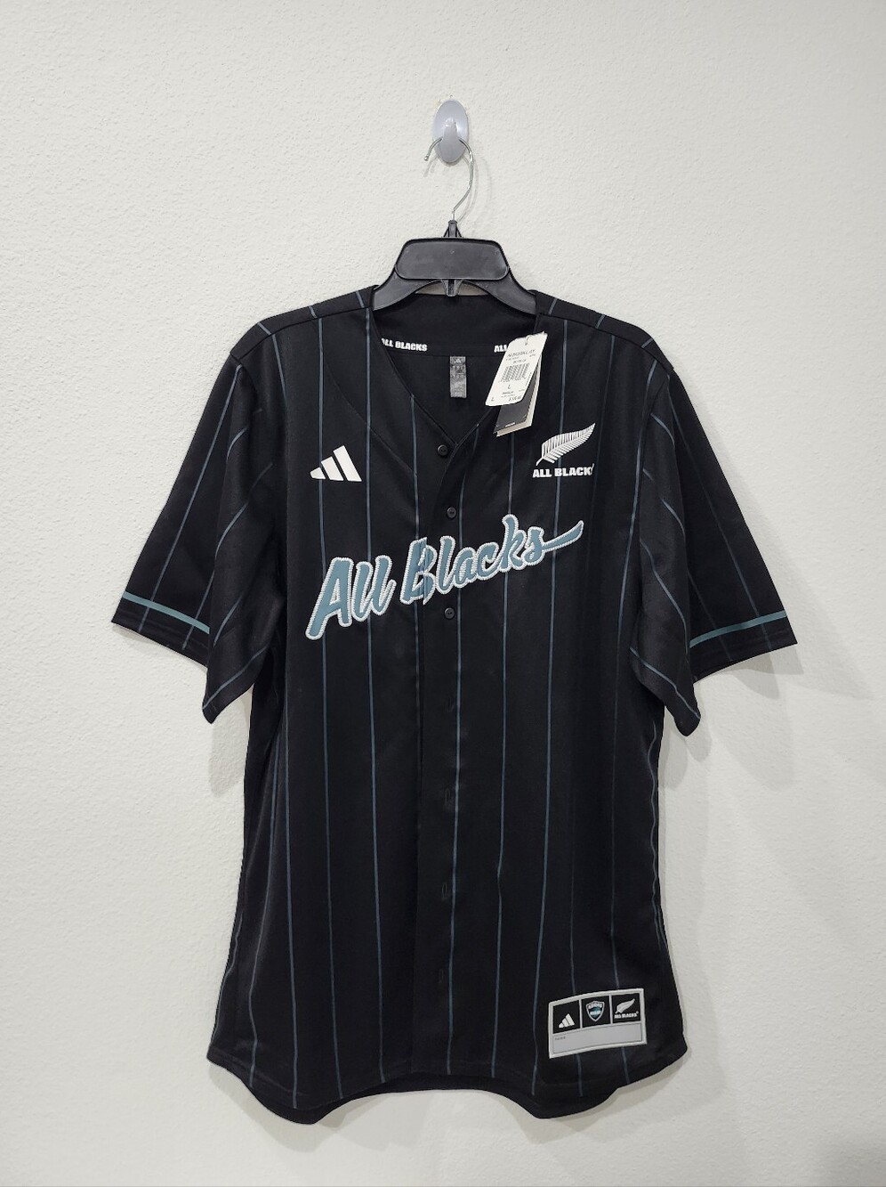 Adidas All Blacks Baseball Button Jersey Men's Size Lrg Rugby New Zealand NWT
